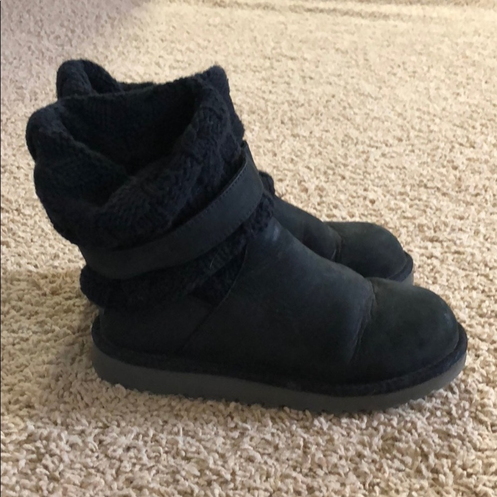 Ugg girls black sweater boots size 4.